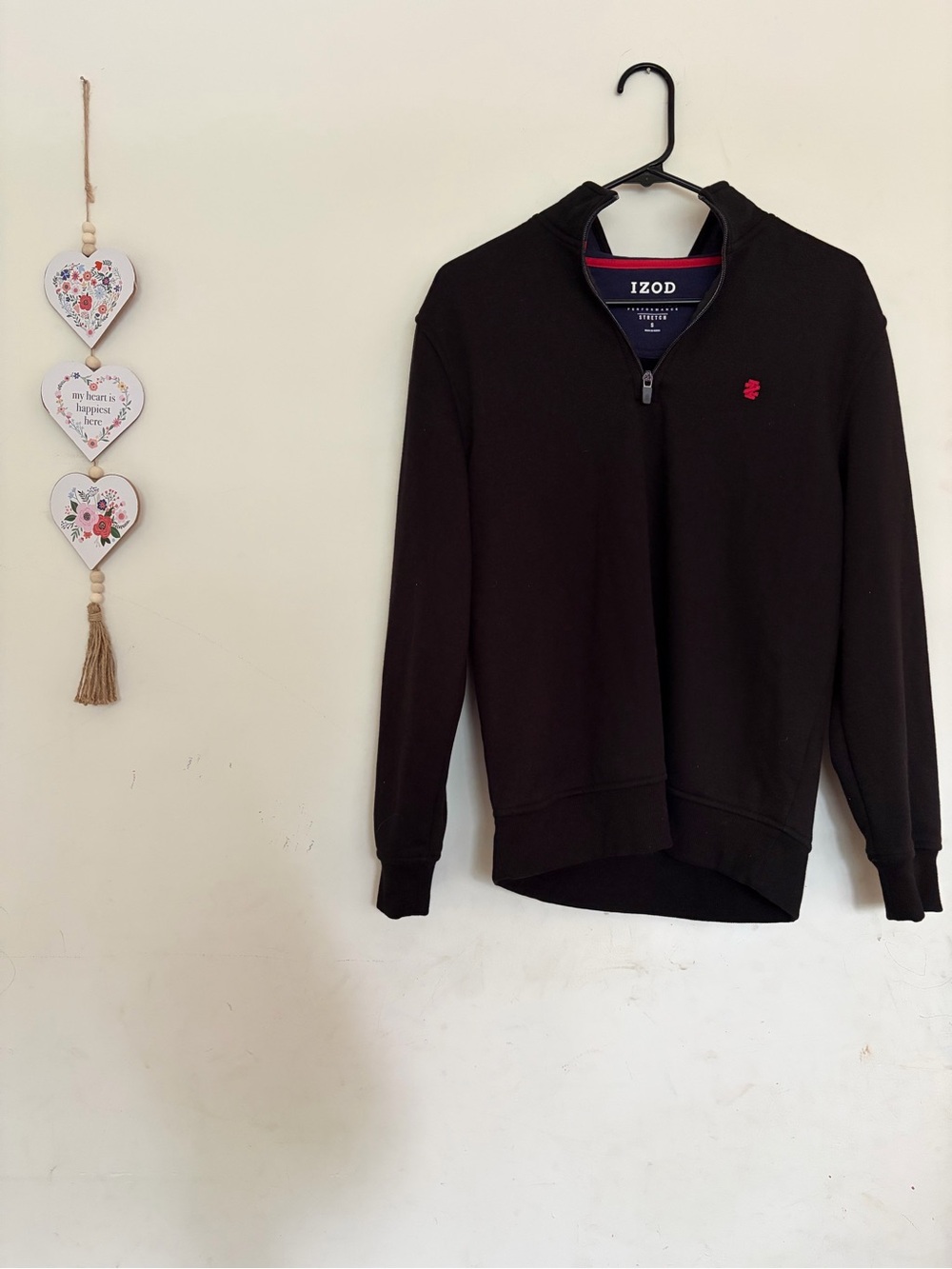IZOD Sweatshirt Mens Small Black Advantage Performance 1/4 Zip Fleece Pullover